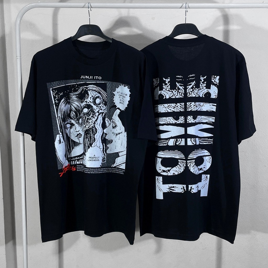 ‍💘เสื้อยืดลายการ์ตูน มังงะ อนิเมะญี่ปุ่น JUNJI ITO สตรีทแฟชั่น คอกลม แขนสั้น UNISEX เสื้อยืดผู้
