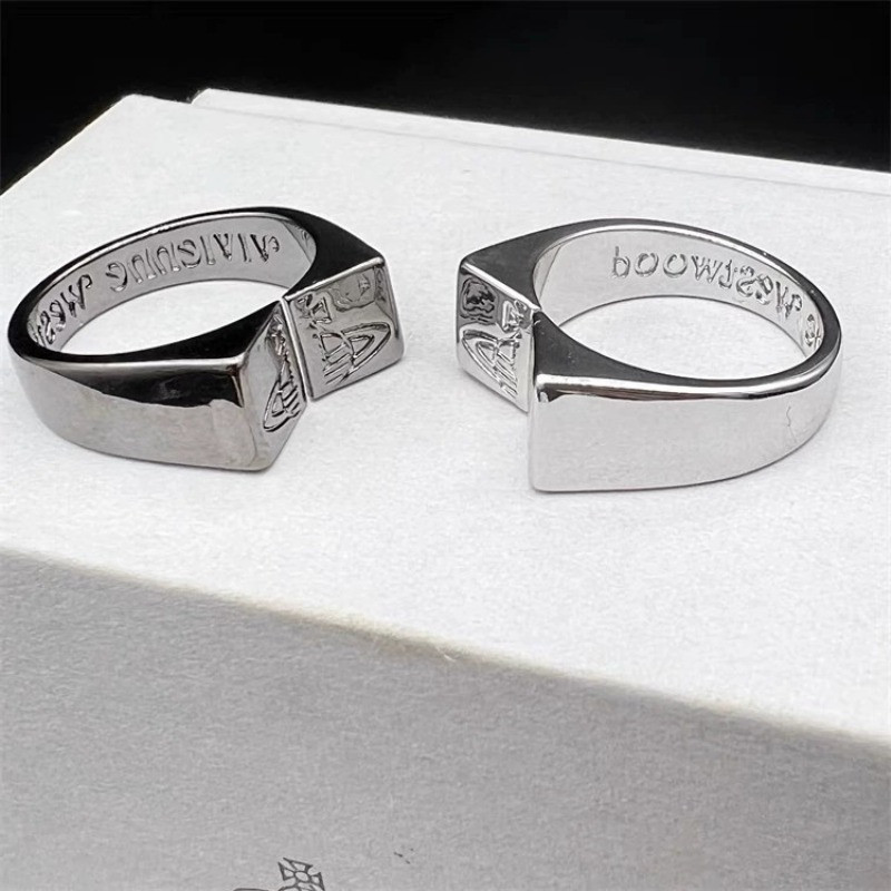 ยุโรปและอเมริกาใหม่เงินสีดําแตกดาวเสาร์เปิดแหวนสําหรับคู่รัก,ฮิปฮอปสไตล์พังก์แหวนสี่เหลี่ยมแนวโน้ม - รูปที่ 6