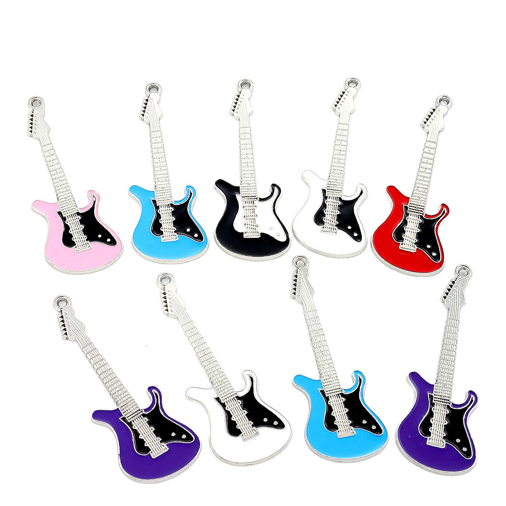 2pcs 74x26mm Multicolor Vitality กีตาร์จี้คลาสสิก Rock Alloy จี้ Charms สําหรับทํา DIY สร้อยคออุปกรณ์