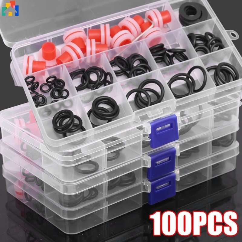 100ชิ้น/กล่องบ้านก๊อกน้ําปิดผนึก โอ-แหวน ชุดทนทานประปาปะเก็นยางห้องครัวห้องน้ําสากลแตะอุปกรณ์ซ่อม