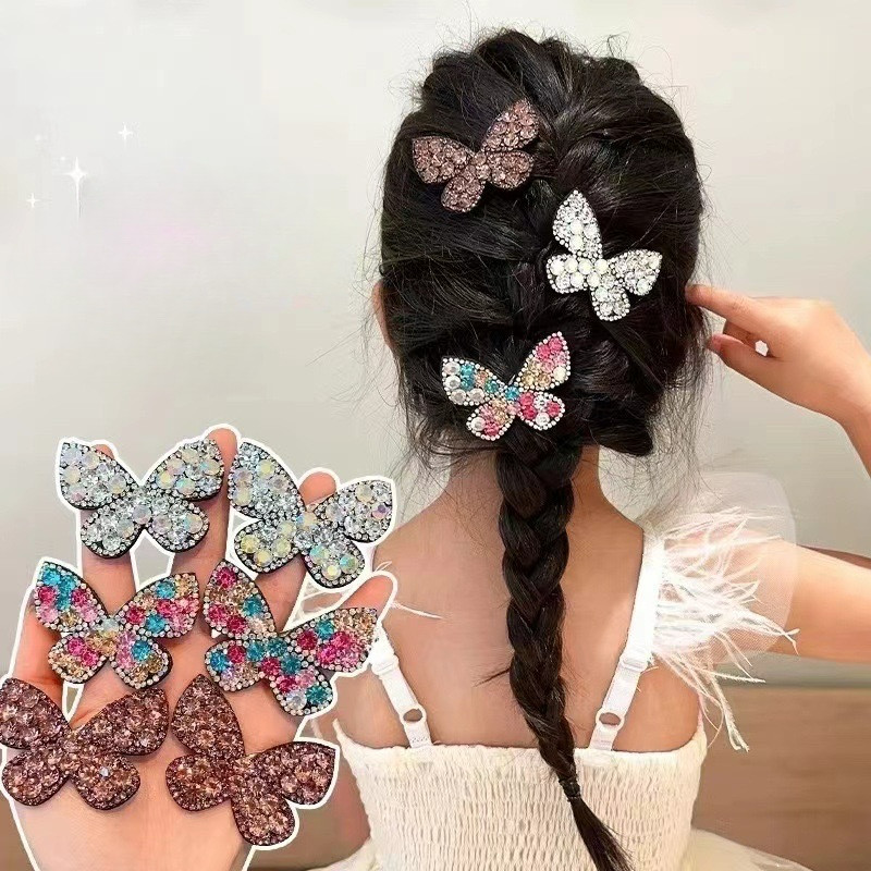 Bling Bling ~ Rhinestone ผีเสื้อ Hairpin ผู้หญิงs แฟชั่นเกาหลี Bb คลิปคลิปด้านข้างเครื่องประดับผม