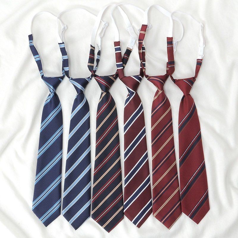 Blue Tie Boys Lazy Knot-Free นักเรียน Preppy สไตล์อุปกรณ์เสริมลายไวน์แดงขนาดเล็ก Tie ญี่ปุ่นสั้นขนาดเล็ก Tie