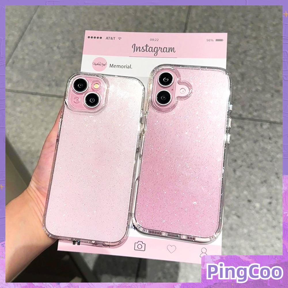 Pingcoo - เคส iPhone 16 Pro Max iPhone 11 เคสใสแวววาว TPU นุ่มสีสันสดใส สวยงาม แวววาว สีชมพู เข้ากันได้กับ iPhone 15 14 13 12 Pro max XS XR 7 8 Plus