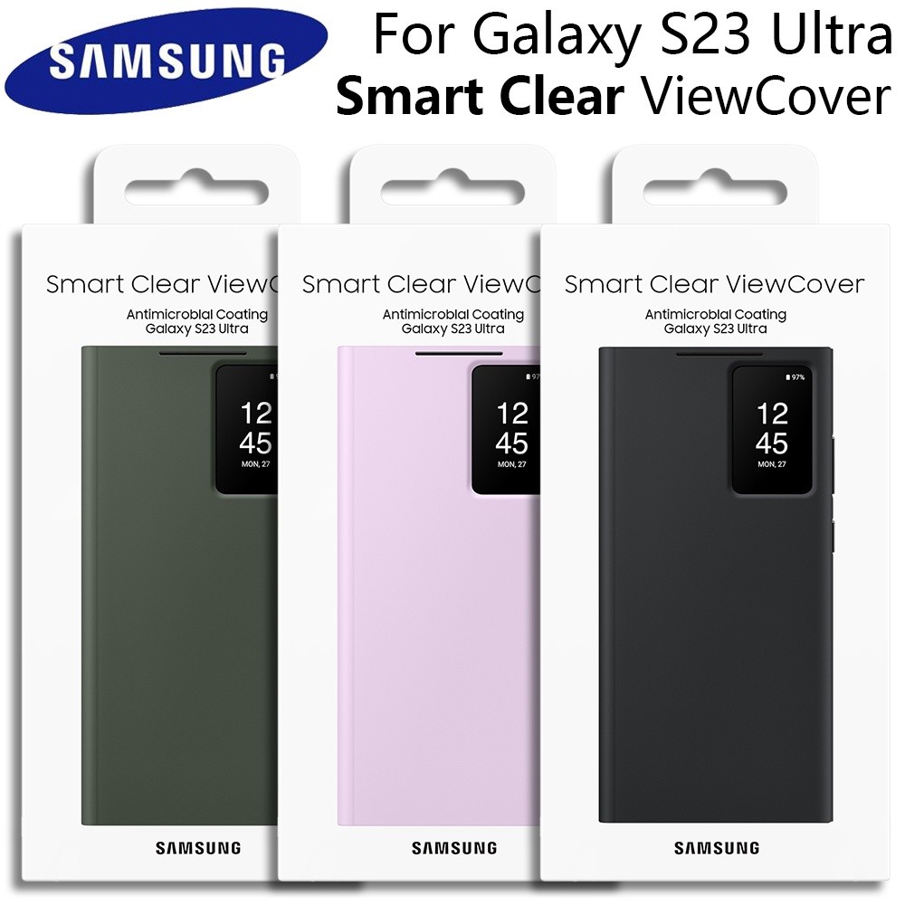 Original Samsung Galaxy S23 Ultra Smart View Wallet Case Flip High Quality Leather Cover S23Ultra Card Bag Protector Shell & Box