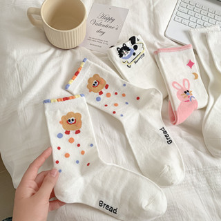 ถุงเท้าผู้หญิงฤดูใบไม้ร่วงฤดูหนาวรูปแบบใหม่เดิมแมวเค้กการ์ตู…