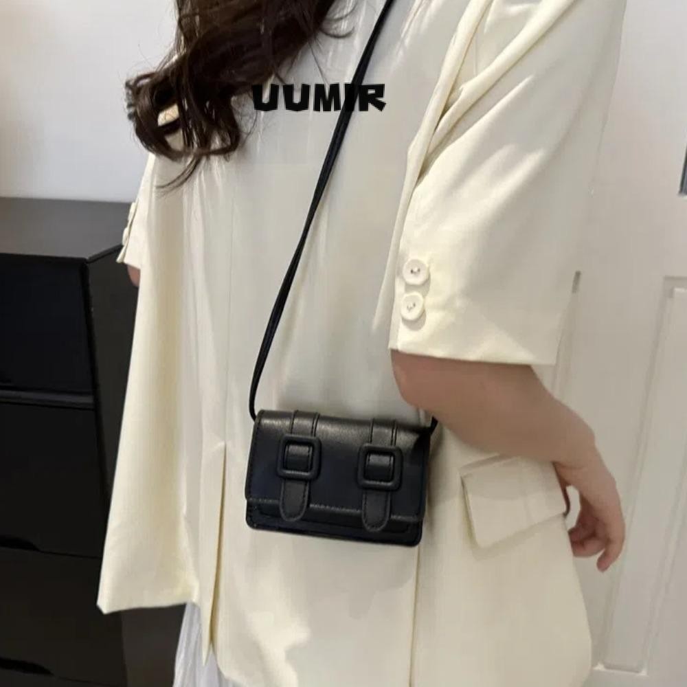 UUMIR กระเป๋า Messenger, กระเป๋าสะพายไหล่ขนาดเล็กหนัง PU, กระเป๋าสะพายข้างสีทึบหัวเข็มขัดแบบพกพาผู้หญิง – โปรปัง