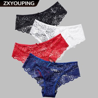 Zxyouping ผู้หญิงกางเกงชั้นในลูกไม้กลางเอวกางเกงกลวงดูผ่านกา…