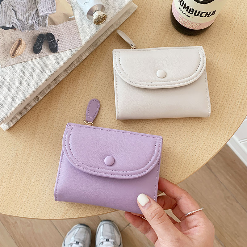 สไตล์สั้น อร่อย สีสันผู้หญิงกระเป๋าสตางค์น่ารักมินิมัลติฟังก์ชั่พับเงินสดกระเป๋าสตางค์ - รูปที่ 4