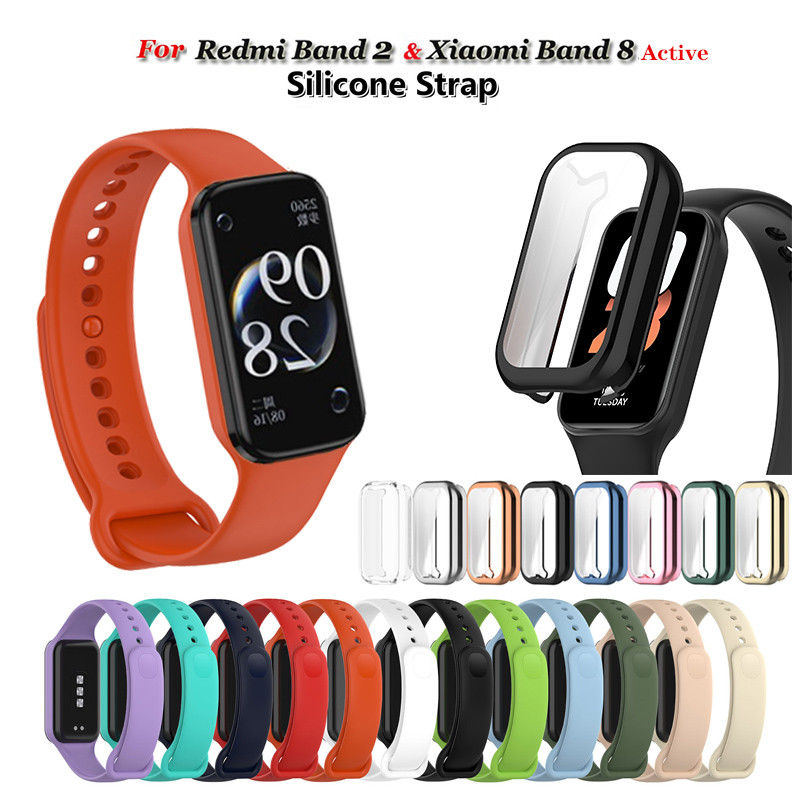 สายรัดซิลิโคนอ่อนนุ่ม / เคส TPU สําหรับ Redmi Band 2 / Xiaomi Smart Band 8 สายรัดข้อมือที่ใช้งาน