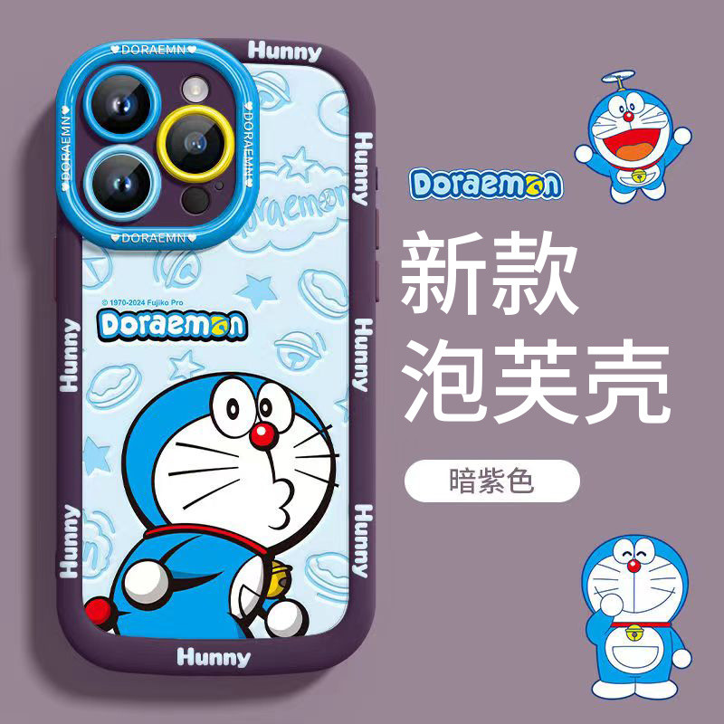 โดราเอมอนiphone 16/13Promaxพัฟเคสโทรศัพท์ภาพวาดสีน้ํามันสัตว์เล็กสําหรับiPhone11 12 15 14+ Pro 7 8 plus XS Maxกันน้ําDrop-Proofซิลิโคนนุ่มฝาครอบป้องกัน