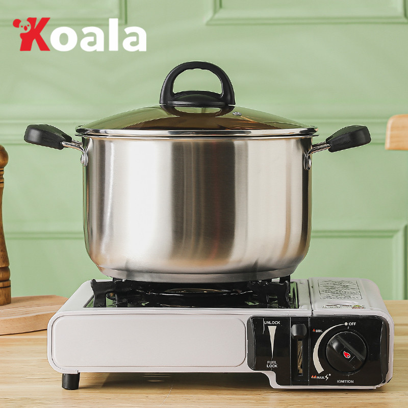 Koala หม้อ 20ซม/22ซม/24ซม หม้อสแตนเลส หม้อด้ามจับฝาแก้ว ต้ม ​แกง หม้อซุป หม้อต้ม แบบหนา ใช้ได้กับเตาทุกประเภท แข็งแรงทนท