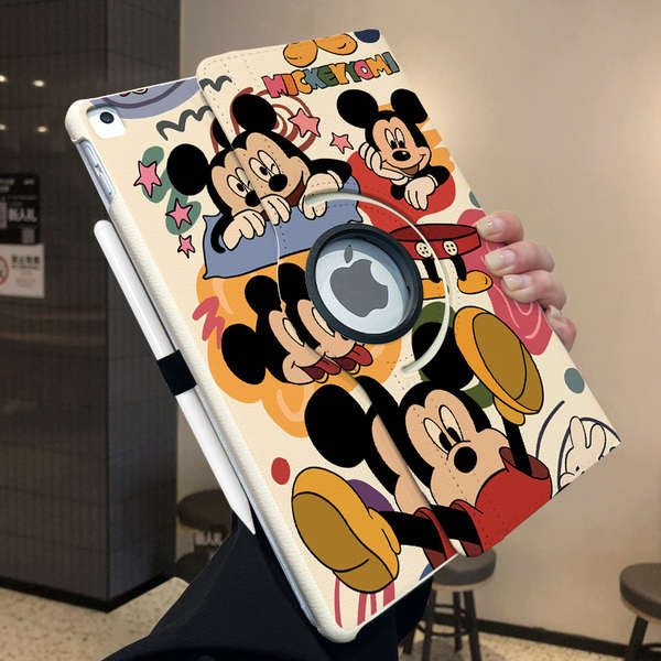 เคสไอแพด เคสไอแพด gen10 【เคสหนังหมุนได้ 360°】สําหรับ iPadPro11 เคส iPad9 การ์ตูนมิกกี้แอร์ 6 แพ็คเกจเต็มรูปแบบ Anti-Drop 2021 บุคลิกภาพน่ารัก 2020 แนวนอนและแนวตั้งรองรับ Air4/5 ฉลากเปิดโล่งหญิง