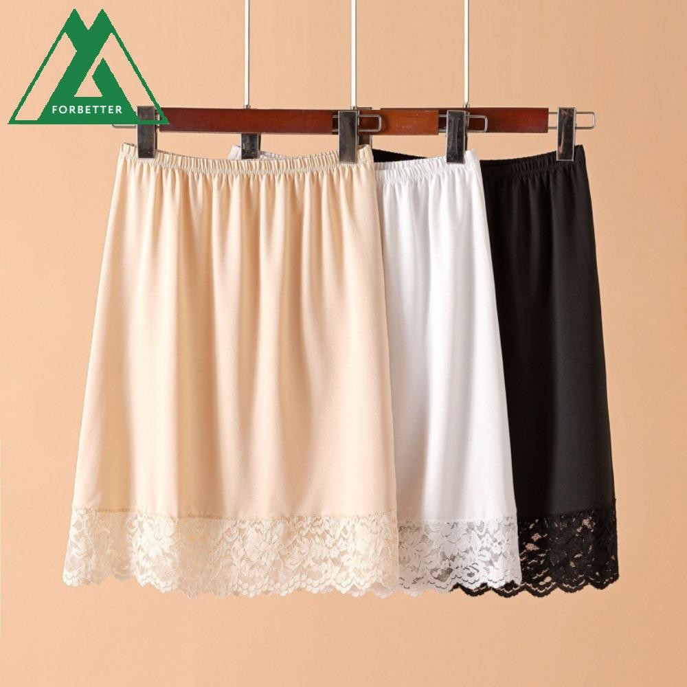 Forbetter ชุดสตรี Underkirt Slips, สีทึบ Innerwear ความปลอดภัยกระโปรง Petticoat, Simple Underdress หลวมครึ่งความยาวครึ่งชุดสลิปหญิง