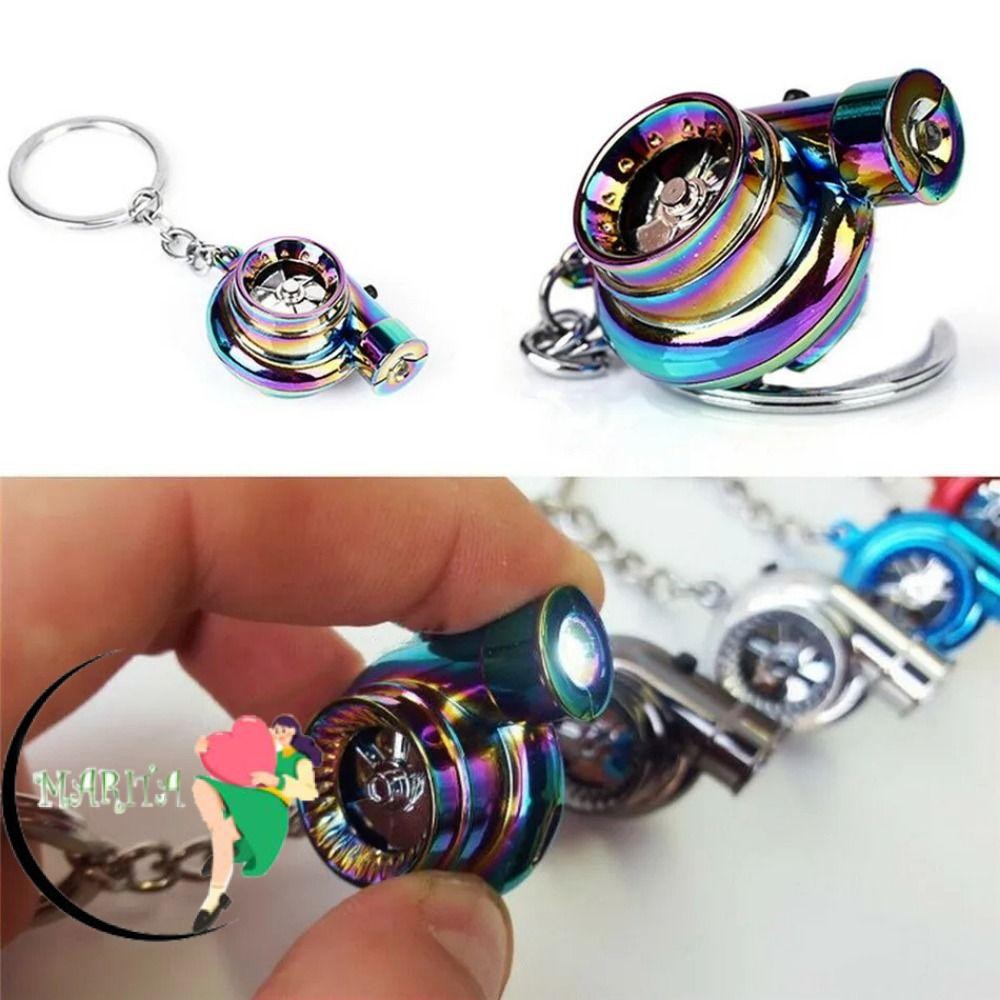 MARITA 1 piece turbo keychain,LED Sound Car Turbo Shaped Key Ring,Sleeve Bearing Spinning model Meta