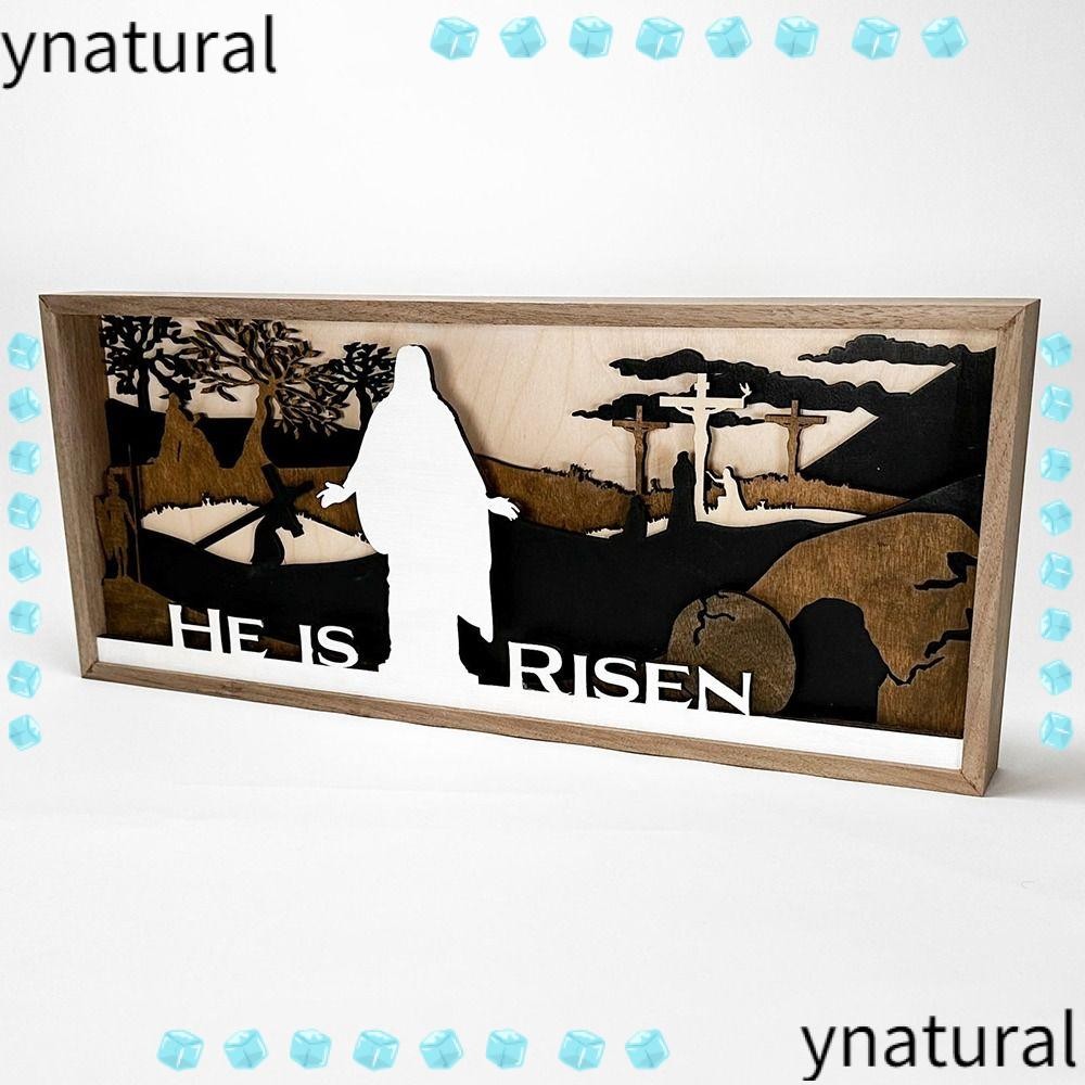 Ynatural Easter Nativitivity Shadow Box, Passover Happy Easter He Is Risen Wood Display, แฟชั่นคริสเ