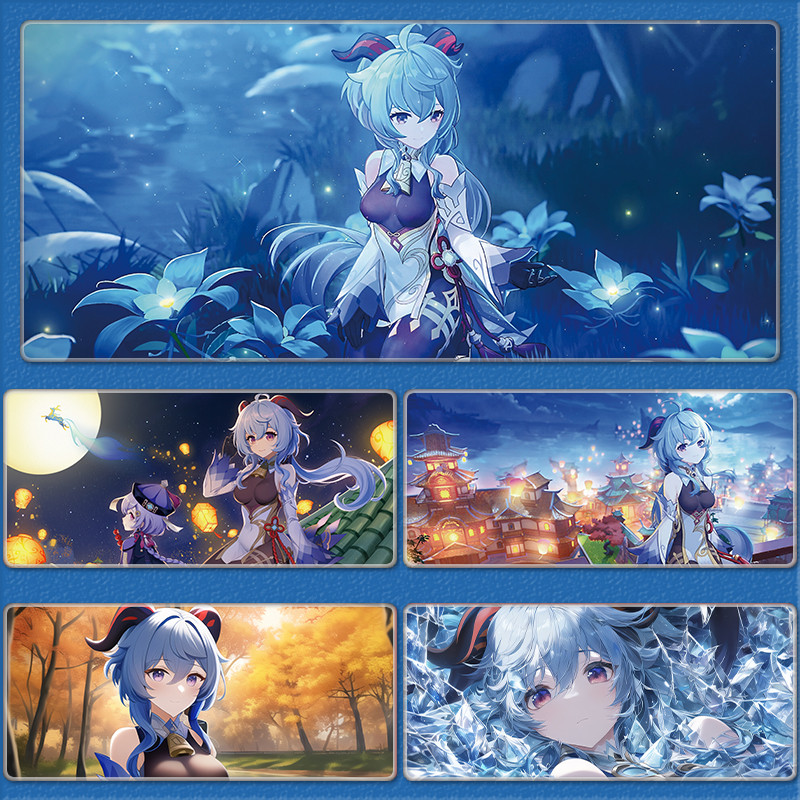 Genshin Impact แผ่นรองเมาส์ขนาดใหญ่ที่กําหนดเอง E-sports การ์ตูนแป้นพิมพ์แผ่น Ganyu เกมคอมพิวเตอร์ M