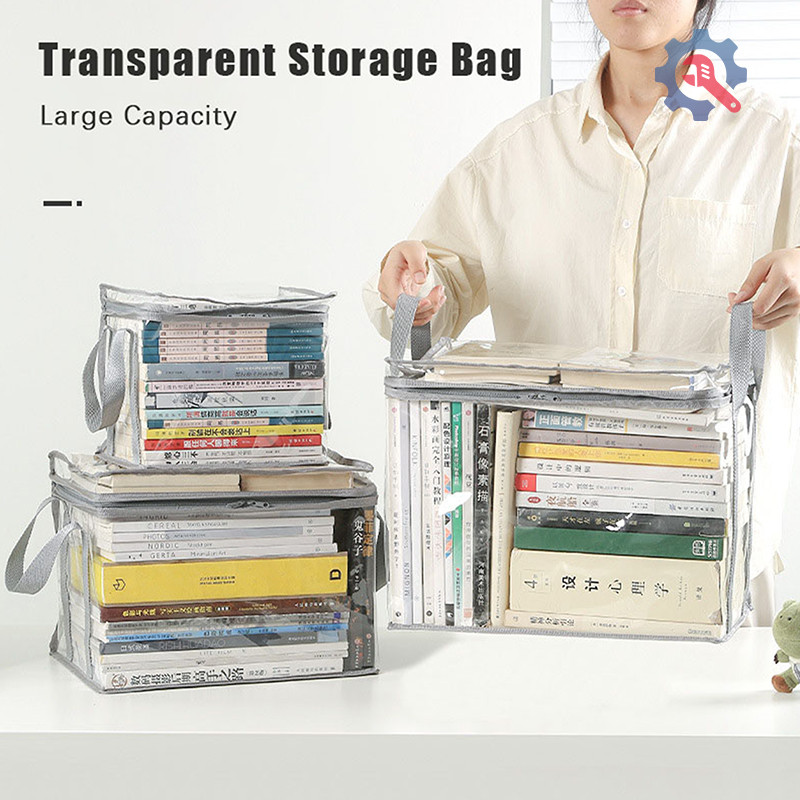 [GE] กระเป๋าเก็บหนังสือคอลเลกชันโปร่งใสคอนเทนเนอร์วางซ้อนกันได้พร้อมที่จับป้องกันฝุ่น Organizer กระเป๋าพับได้ TH