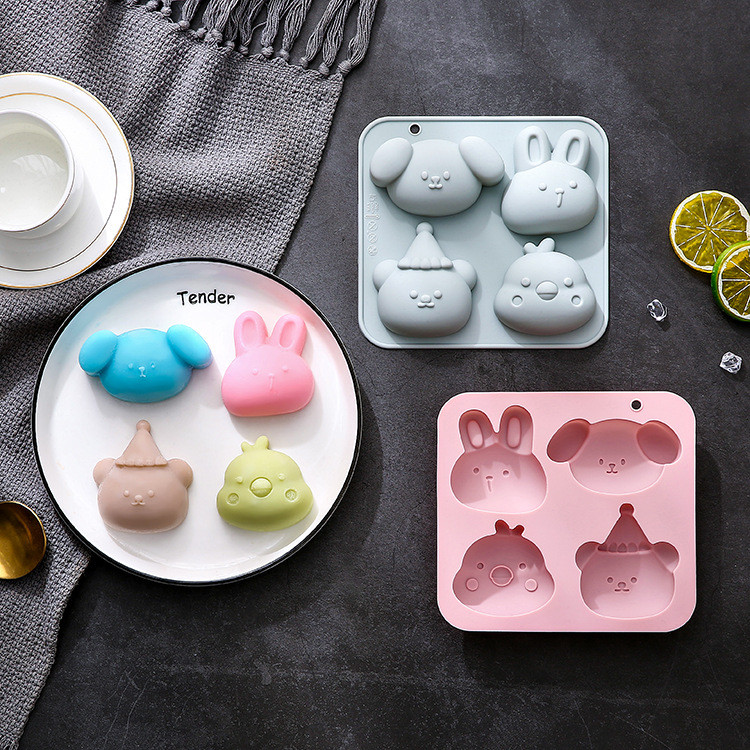 4-ควิตี้ น่ารักสัตว์เลี้ยงกระต่ายสุนัขไก่หมีการสร้างแบบจําลองซิลิโคนแม่พิมพ์การ์ตูนรูปร่างเค้กแม่พิมพ์ช็อคโกแลตแม่พิมพ์สบู่แฮนด์เมดเทียน มูลด์ อโรมายิปซั่มแม่พิมพ์ ทําเอง อบม