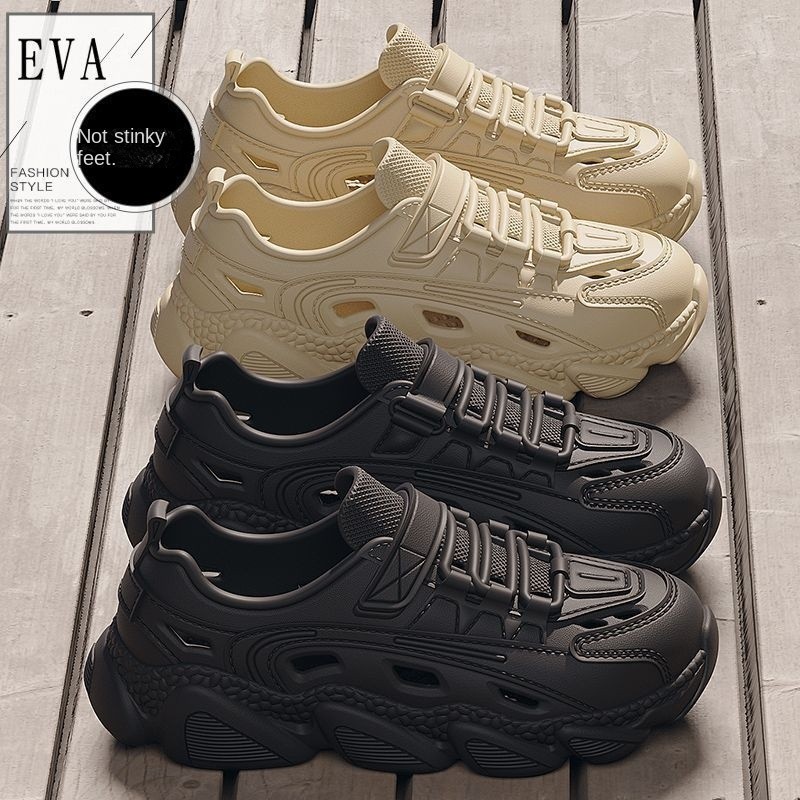 รองเท้าแตะผู้ชายคุณภาพสูง EVA หนา Soled รองเท้าแตะ Hollow Design ตกปลากลางแจ้ง Wading Anti-Slip สวมใส่ @-