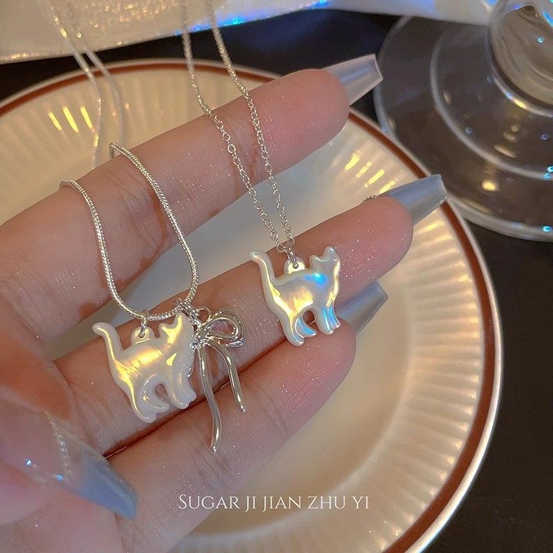 สร้อยคอ น่ารัก ฟริติลลารี ลูกแมวจี้กระดูกไหปลาร้าโซ่แฟนของขวัญ