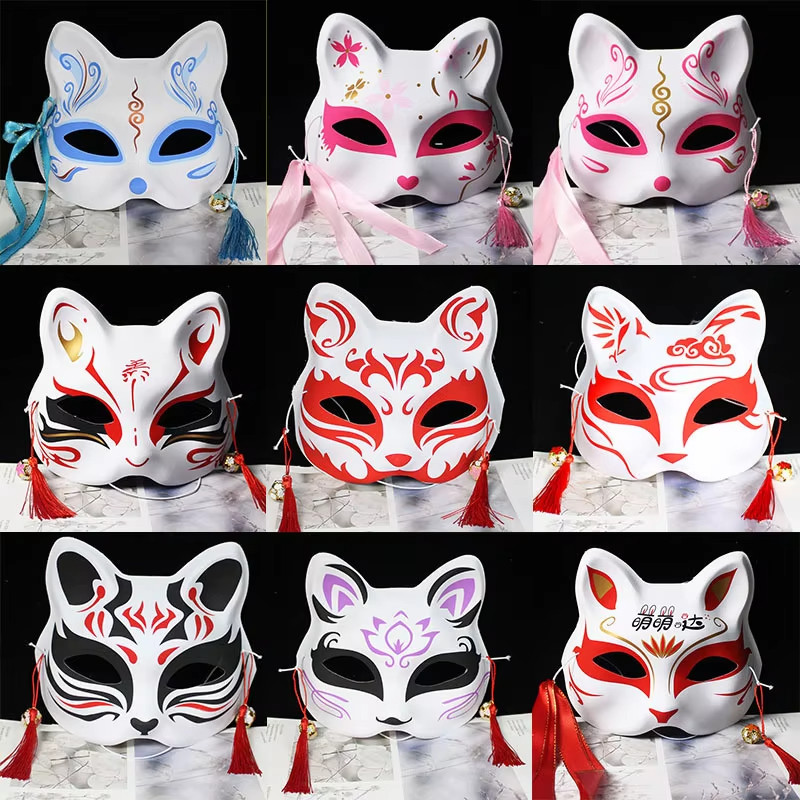 หน้ากากจิ้งจอก หน้ากากคอสเพลย์ญี่ปุ่น ครึ่งหน้า หน้ากากคาบูกิ PVC หน้ากากคิทสึเนะ หน้ากากแฟนซี หน้ากากแมวคอสเพลย์อนิเมะ อุปกรณ์ประกอบงานปาร์ตี้ ดอกไม้ ราคา ถูกที่สุด ดีลบีเคเค แกลเลอรีภาพที่ 4