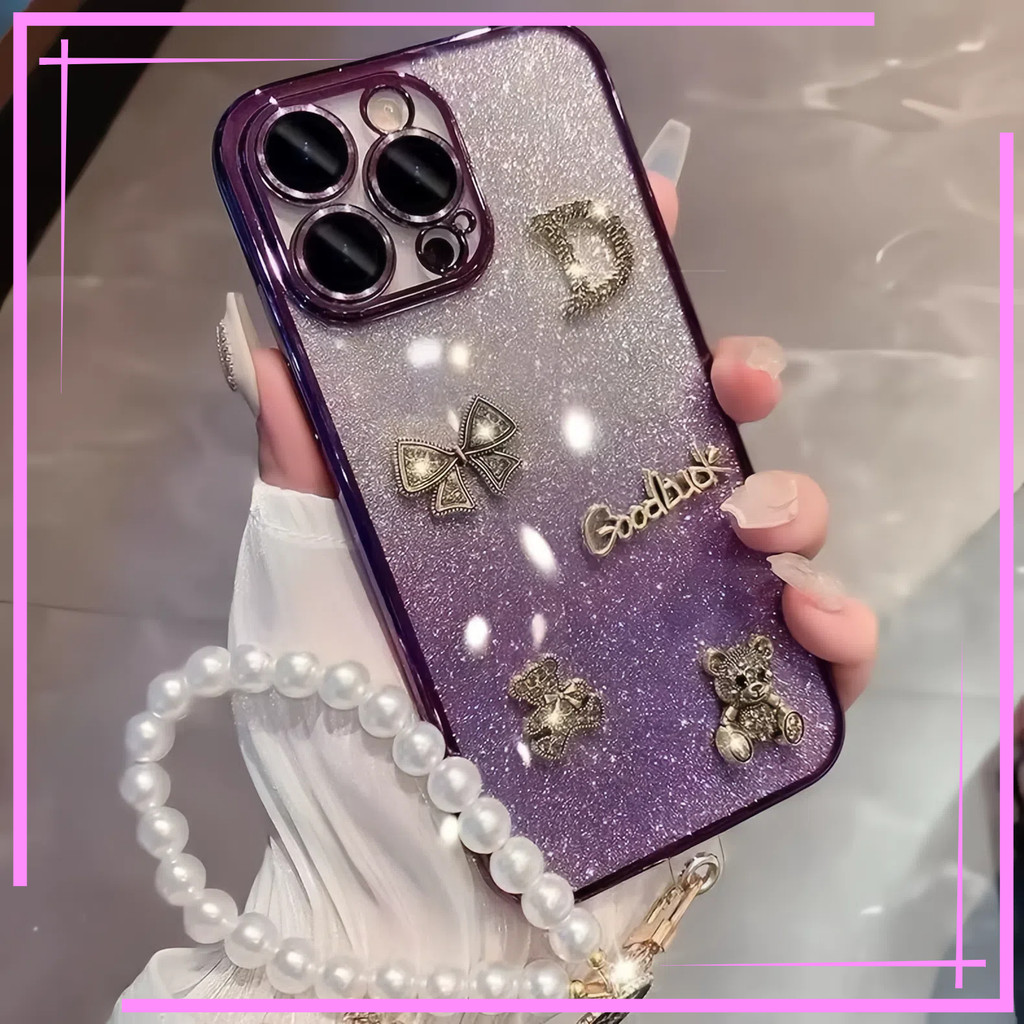 เคสโทรศัพท์สําหรับrealme C63 C61 C67 C65 C55 C53 C35 C33 C31 C30S C21Y C25Y C17 C15 C12 C25S C11 2021 ปลอกโลหะหมีเคสโทรศัพท์สายคล้องคริสตัล
