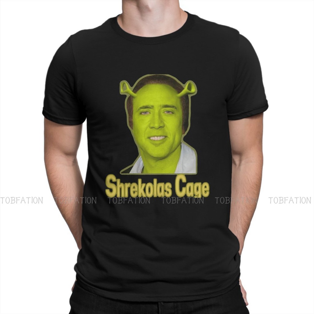 Nicolas Cage Shrekolgs Cage TShirt Men Graphic ขนาดใหญ่ Punk Crewneck Cotton T เสื้อ 2025