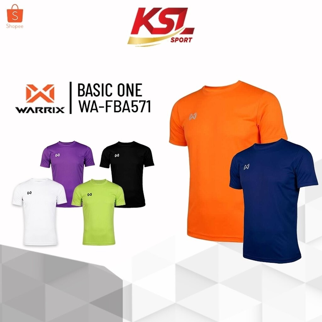 WARRIX เสื้อฟุตบอล เสื้อกีฬา เสื้อคอกลมสีล้วนรุ่น Basic One (WA-FBA071, FBA571) สีดำ/กรมท่า/เขียวสะท