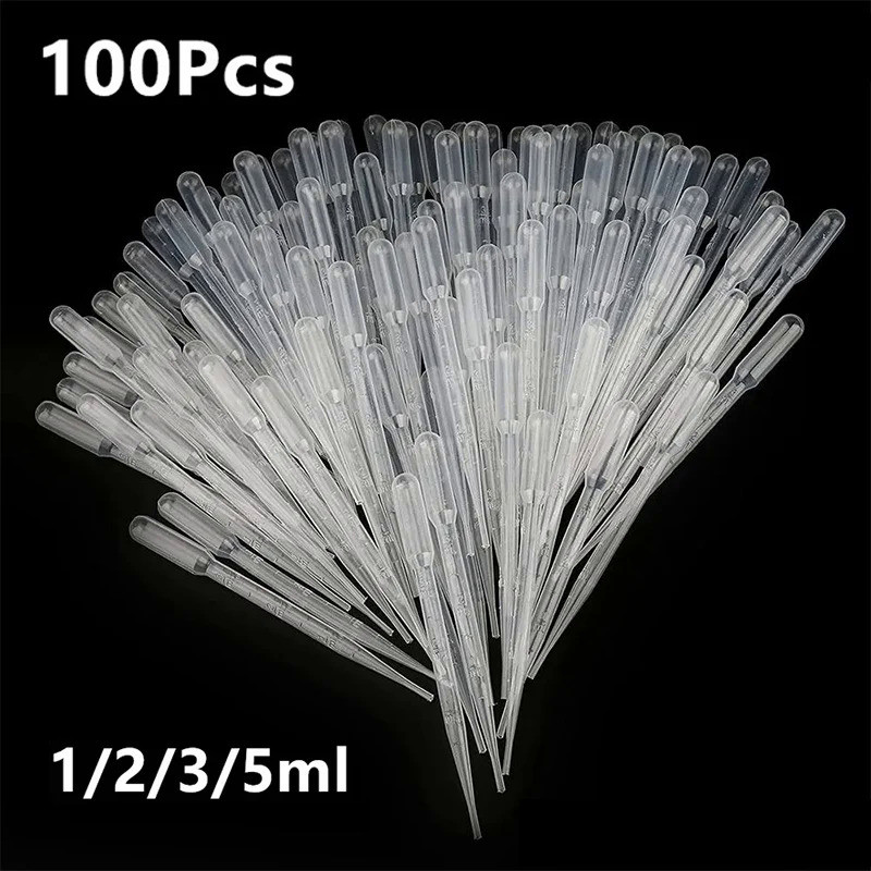 100Pcs/Lot Laboratory Pipette 1ml 2ml 3ml 5ml Plastic Disposable Graduated Container Liquid Dropper 