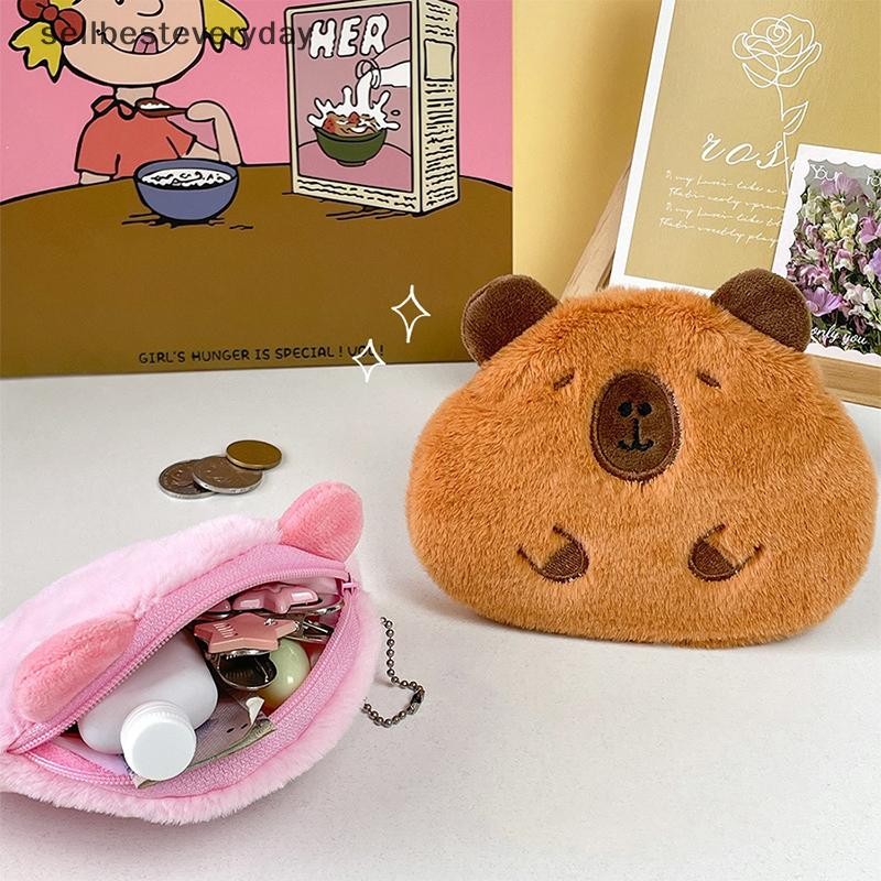 Seth น่ารัก Capybara ตุ๊กตากระเป๋าเหรียญการ์ตูน Capybara ตุ๊กตาเหรียญกระเป๋า Organizer กระเป๋าจี้ Vary
