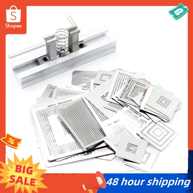 พร้อมสต็อก 47 ชิ้น/เซ็ตเกมคอนโซลความร้อนโดยตรง BGA ลายฉลุ + BGA Jig BGA Reball Kit สําหรับ XBOX 360CPU PS3-CPU WII GPU CXD2949CGB