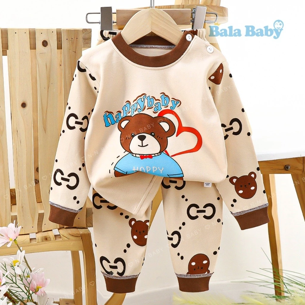 ชุดนอนแขนยาว ขายาว เสื้อผ้าเด็ก ชุดนอนกันหนาว ผ้าcotton Size73-110 cm CXT25 thumbnail 5