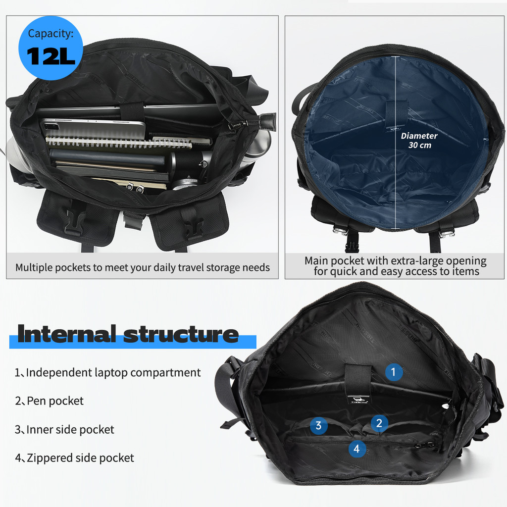 Tigernu 81010 Cool Workwear สไตล์ Hard-wearing กระเป๋าสะพายข้างความจุขนาดใหญ่ป้องกันการรั่วไหล 13.3 นิ้วกระเป๋าสะพายแล็ปท็อป