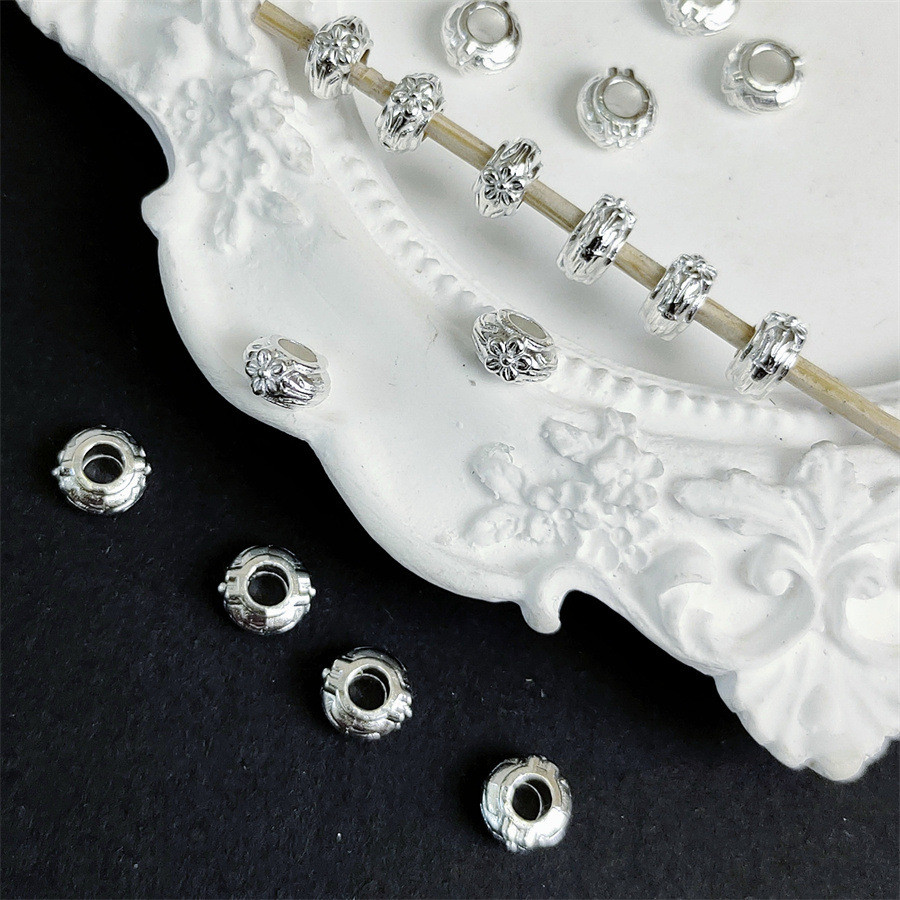 50pcs วินเทจเงินรอบลูกปัด DIY ลูกปัดสร้อยข้อมือเครื่องประดับขายส่ง - รูปที่ 2