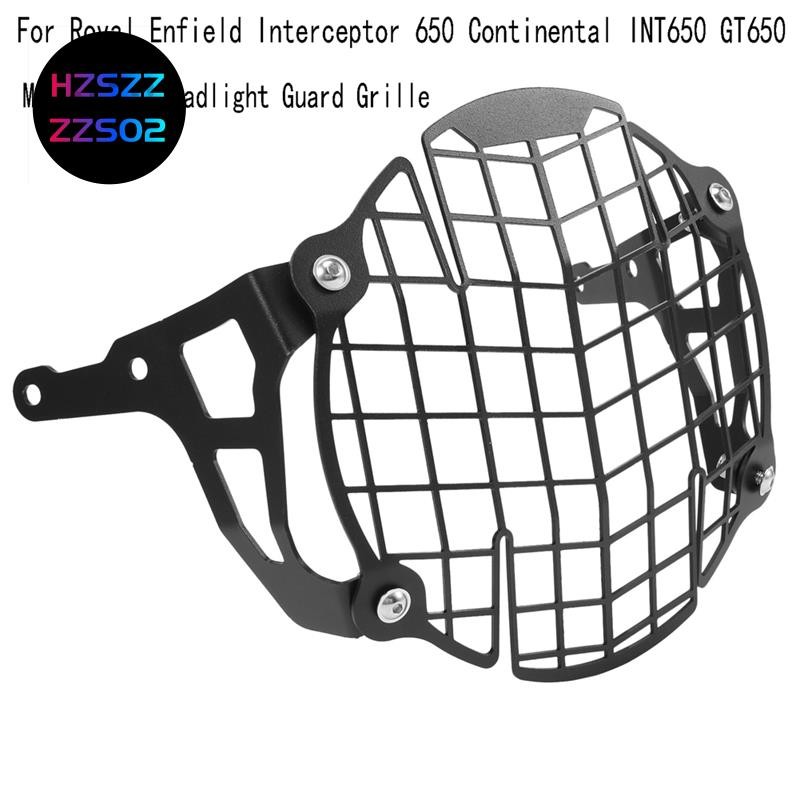 Hzszzzzs02ไฟหน้ารถจักรยานยนต์Guard Grille Cover ProtectorสําหรับRoyal Enfield Interceptor 650 Contin