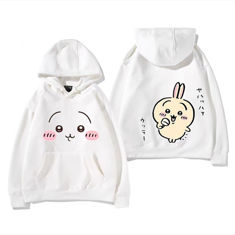 2024 เสื้อสเวตเตอร์คอกลมใหม่ Hoodie Chiikawa เสื้อกันหนาวมีฮู้ดผ้าฝ้ายเนื้อหนา ผ้าฝ้าย 100%