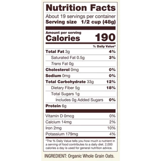 Bob's Red Mill Gluten Free Organic Old Fashioned Rolled Oats | โรลโอ๊ต ข้าวโอ๊ตแผ่น รีดแบน ออร์แกนิค ปราศจากกลูเตน907g