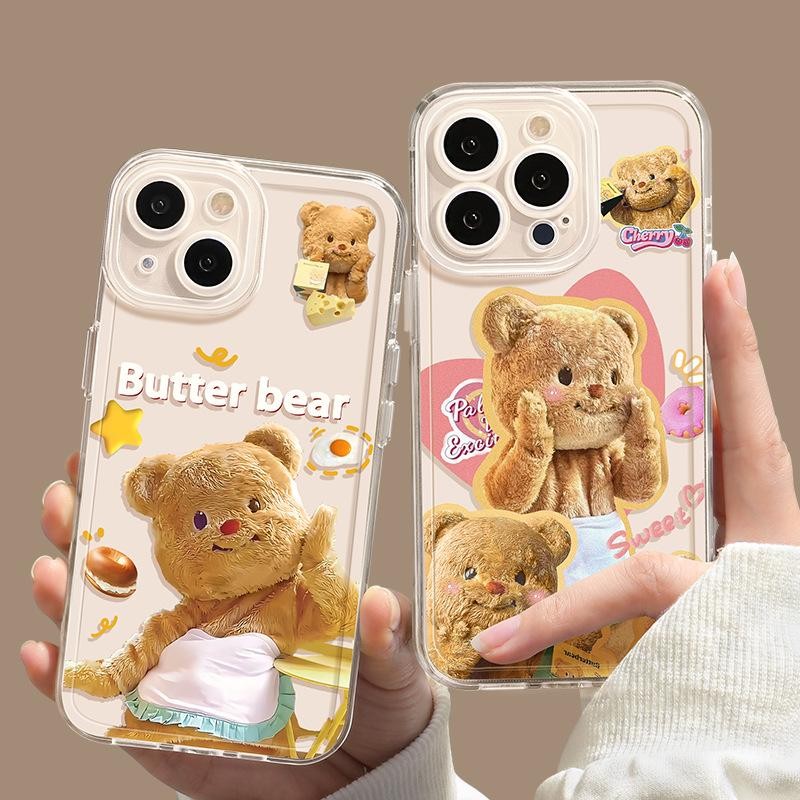 ตลกเนยหมีสําหรับ Honor X9B X8B X7B X9A X90 Lite Nova 5T 3i 7SE Huawei P40 Lite 30 Pro โทรศัพท์มือถือกรณีนุ่มการ์ตูนน่ารักโปร่งใสซิลิโคน