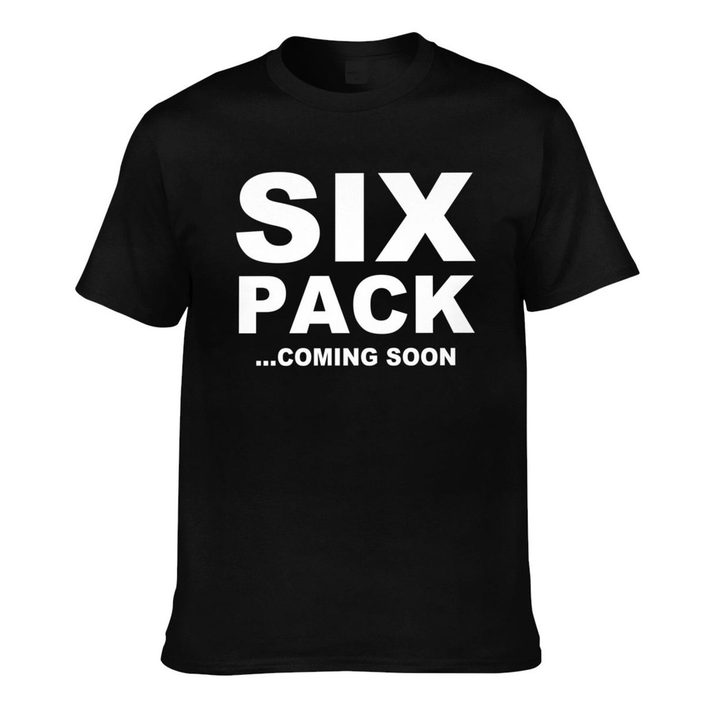 แฟชั่นพิมพ์ Six Pack Coming Soon Mens Cotton Tee