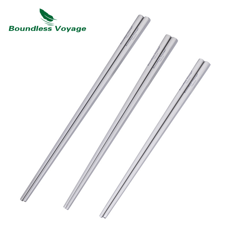 Boundless Voyage Titanium ตะเกียบโลหะสแควร์ตะเกียบทนทานเครื่องครัวสําหรับ Outdoor Camping Travel Home ใช้