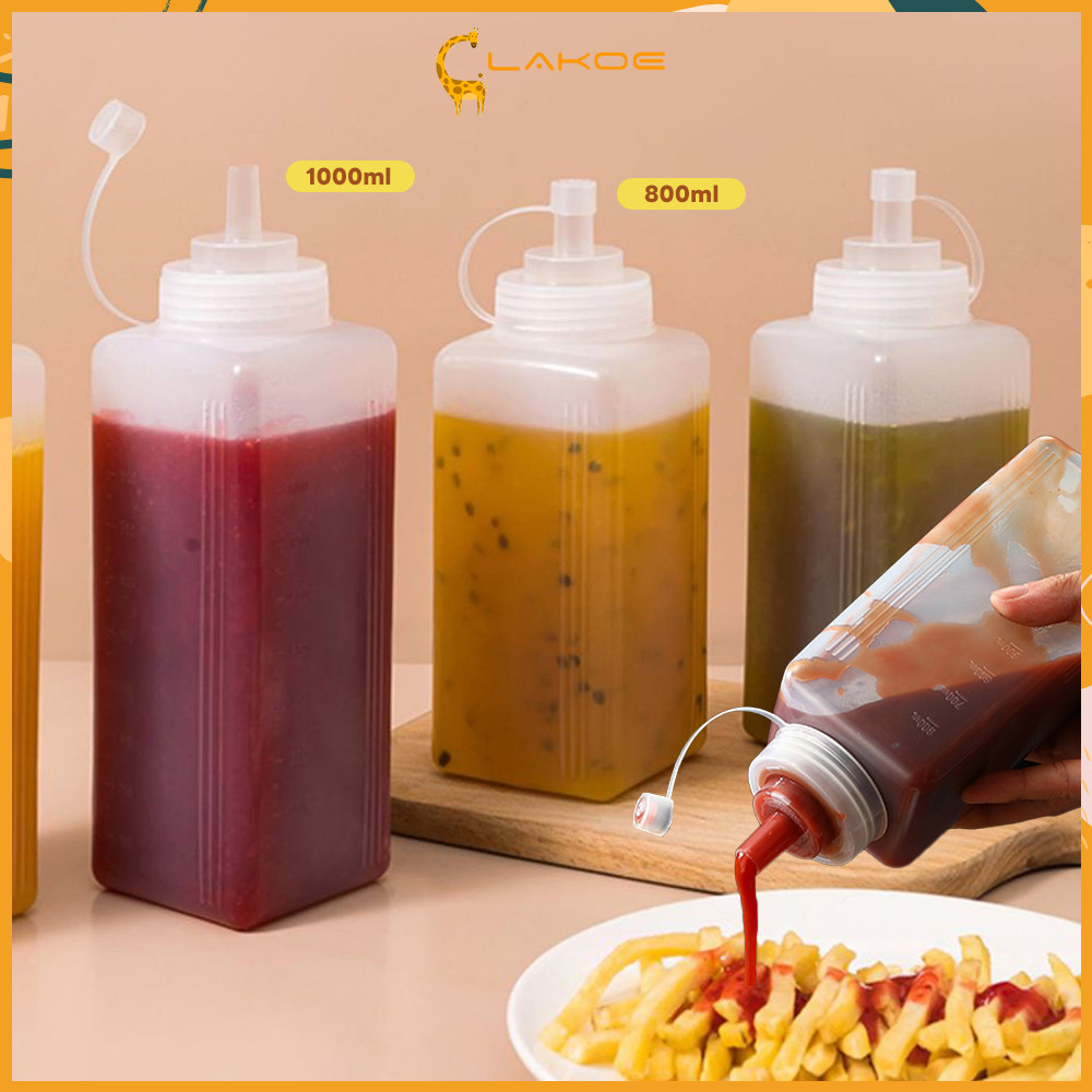 LAKOE ขวดใส่ซอส ขวดบีบนมข้น วัสดุ PE เกรดอาหาร มีฝาปิด ขวดบีบซอส(800/1000ml) อุปกรณ์เสริม สําหรับห้องครัว
