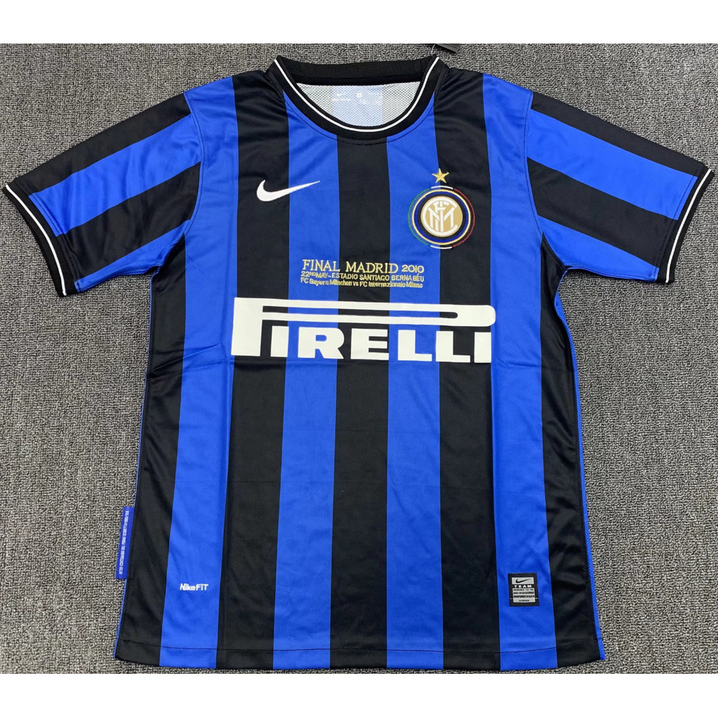 2010 Inter Milan เสื้อยืดแขนสั้นกีฬาฟุตบอลย้อนยุคที่บ้าน