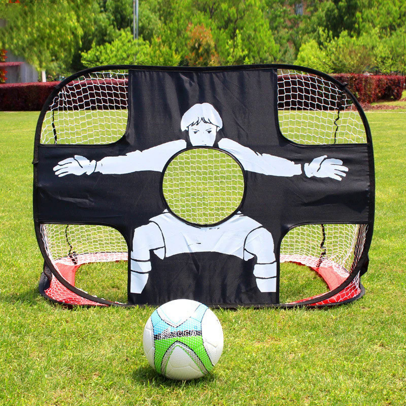 2 In 1 Portable Folding Kids Soccer Goal Shooting Net Tennis Ball Holder Multi-functional Training T