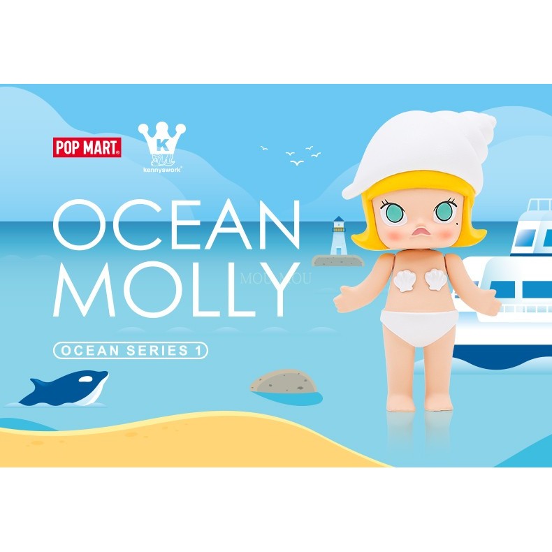 Popmart POPMART MOLLY Ocean Series อินเทรนด์เล่น Mystery กล่องตุ๊กตาน่ารักเครื่องประดับตกแต่งของแท้ Hand-Made ของเล่นสาวของขวัญ