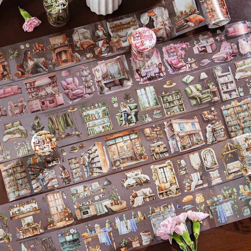Journamm 60 มม.* 2 M ภูมิทัศน์เทป Junk Journal สติกเกอร์ PET เทปตกแต่ง Junk Journal DIY Scrapbooking โรงเรียนอุปกรณ์ Collage เครื่องเขียนเทป