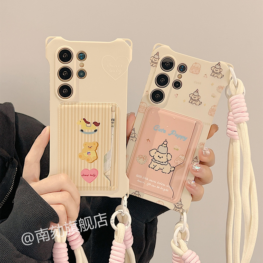 เหมาะสําหรับ Samsung s25ultra เคสโทรศัพท์เป็น s24u ผู้ถือบัตร s23 Plus สิบ a52s21fe a55s20a54a15 Plus สายคล้องแนวทแยงสาวสไตล์เกาหลี 5g จะไม่ชนน่ารักรวมทุกอย่าง s25