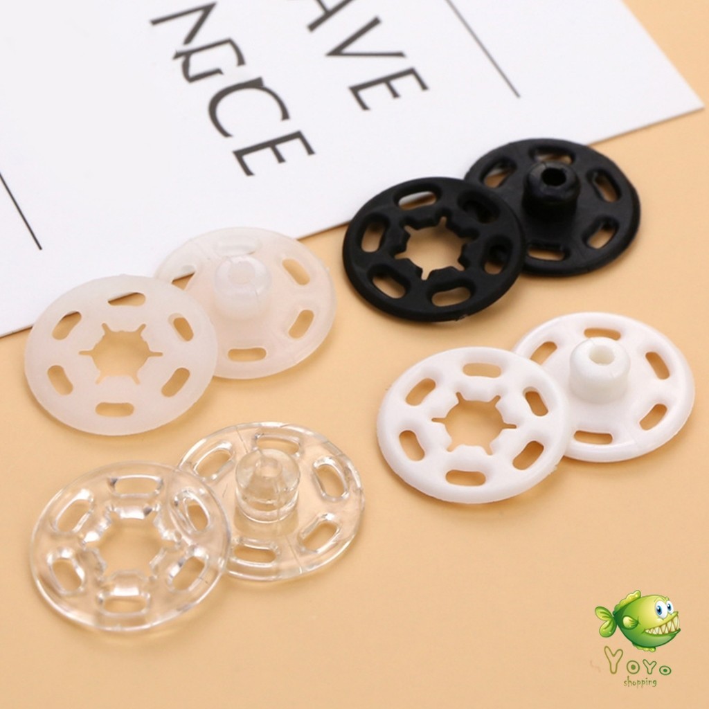 YOYO 10คู่ กระดุมแป๊กพลาสติก สีดำ สีขาว สีใสแบบเย็บ 10mm 15mm กระดุมแป๊กพลาสติกสีดำ Invisible button - รูปที่ 4