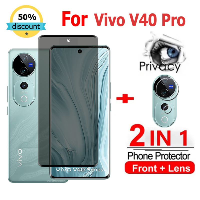 2 in 1 ฟิล์ม Vivo V40 Pro 5G ฟิล์มกระจกนิรภัยกันรอยหน้าจอ กันแอบมอง เพื่อความเป็นส่วนตัว สําหรับ Vivo V40 V29e V30 V27 V29 Y03T Y03 Y38 Y100 Y28 Y27S V27e V30e Y78 Y22s Y27 Y36 X90 V23s Pro 5G ฟิล์มกันรอย ฟิล์มกล้อง