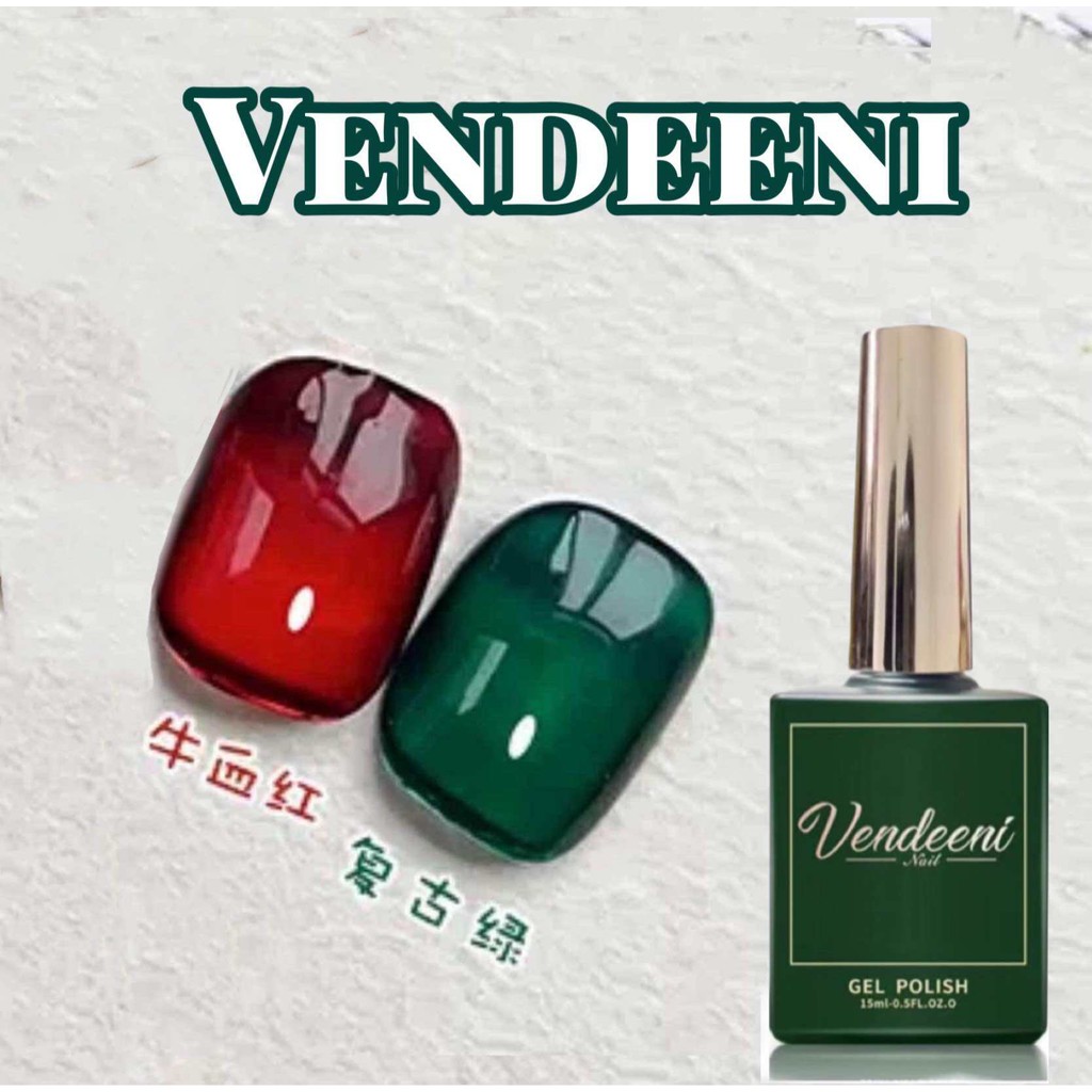 VENDEENI สีเจลแยกขวด สีเขียวคริสมาสที่ถูกต้อง สีแดงไวน์ ทำเล็บ