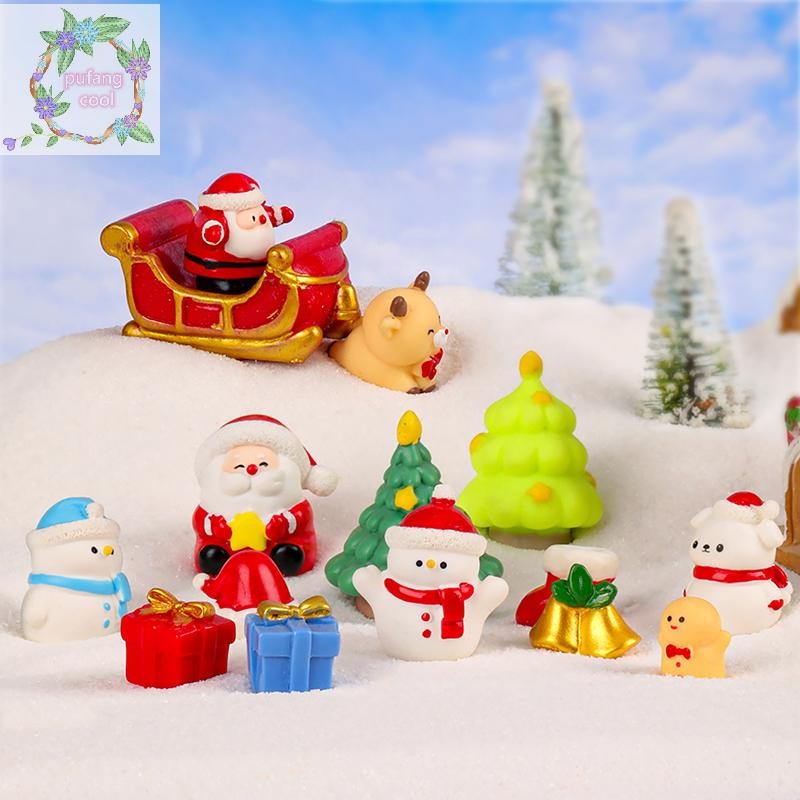 Pucool 1 ชิ้นมินิตกแต่งคริสต์มาส Elk คริสต์มาสFigurines Fairy Garden Decor Snow Landscape ชุดเครื่องประดับเรซิ่น Miniatures TH